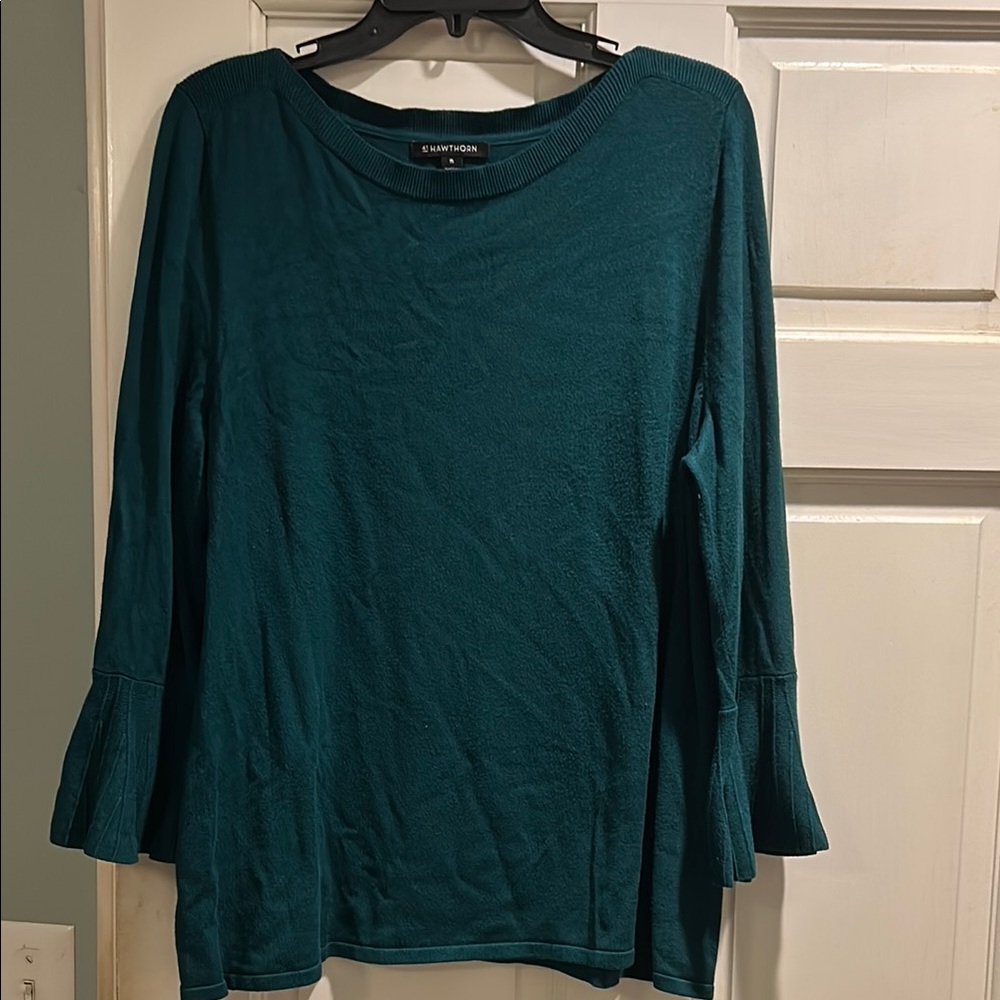 C. Wonder Teal Crew Neck Sweater with Bell Sleeves